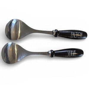 SOLD Rae Dunn ENJOY & SERVE Black Handle Serving Spoons Set